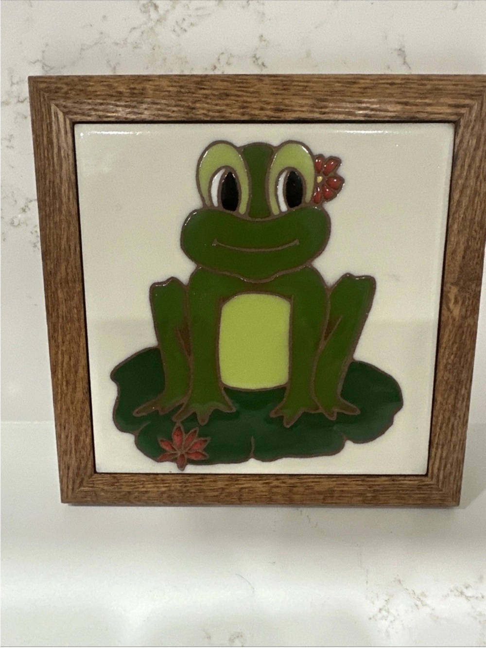 Framed Green Frog Tile Wall Art - Home Accents 7.5” x 7.5”